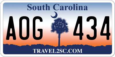 SC license plate AOG434