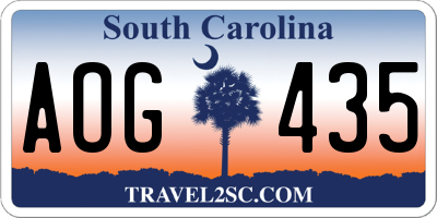 SC license plate AOG435