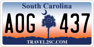 SC license plate AOG437