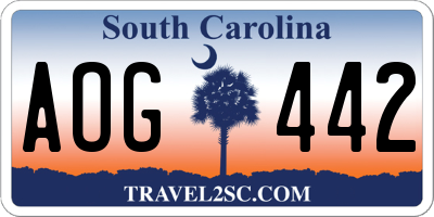 SC license plate AOG442