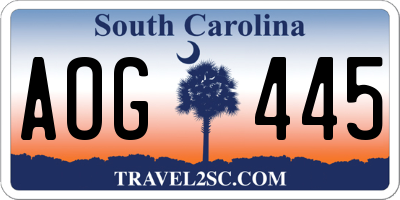 SC license plate AOG445