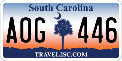 SC license plate AOG446
