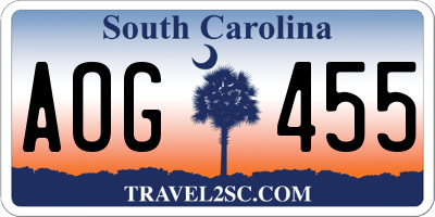 SC license plate AOG455