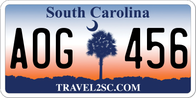 SC license plate AOG456