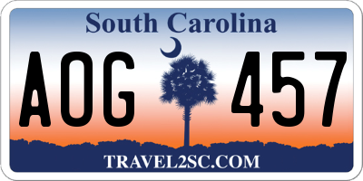SC license plate AOG457