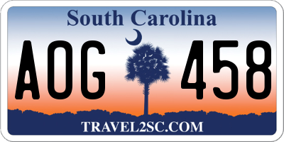 SC license plate AOG458