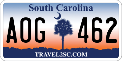 SC license plate AOG462