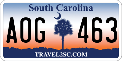 SC license plate AOG463