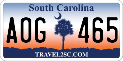 SC license plate AOG465