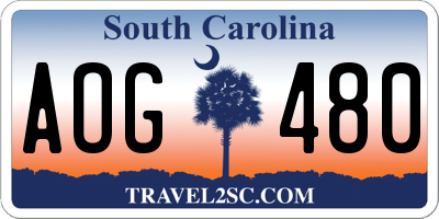 SC license plate AOG480