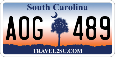 SC license plate AOG489