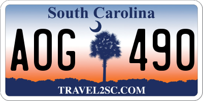 SC license plate AOG490