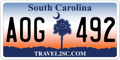SC license plate AOG492