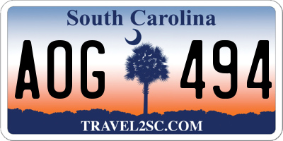 SC license plate AOG494