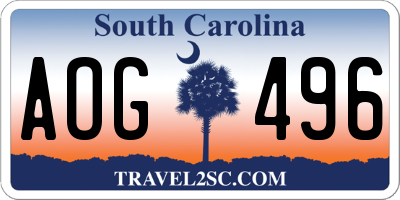 SC license plate AOG496