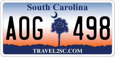 SC license plate AOG498