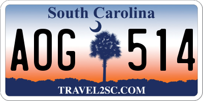 SC license plate AOG514