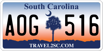 SC license plate AOG516
