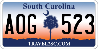 SC license plate AOG523