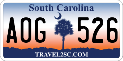 SC license plate AOG526