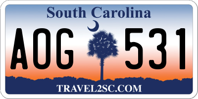 SC license plate AOG531