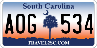 SC license plate AOG534