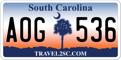 SC license plate AOG536