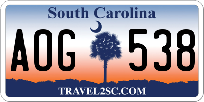 SC license plate AOG538