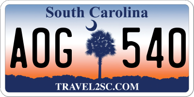 SC license plate AOG540