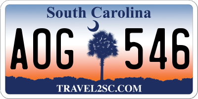 SC license plate AOG546