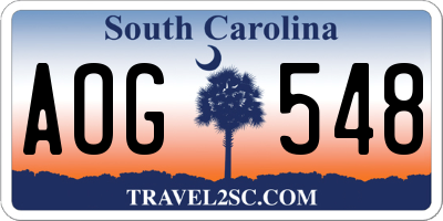SC license plate AOG548