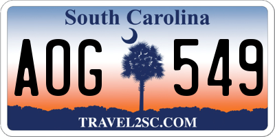 SC license plate AOG549