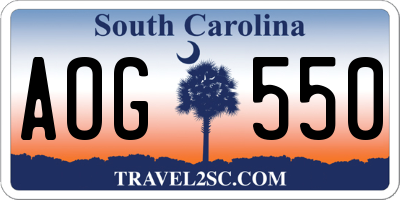 SC license plate AOG550