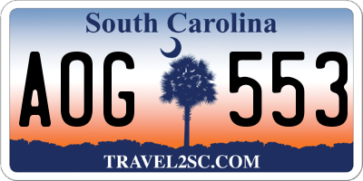SC license plate AOG553