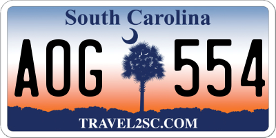 SC license plate AOG554