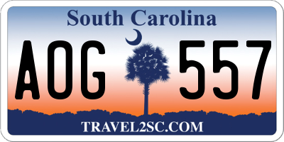 SC license plate AOG557