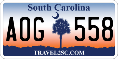 SC license plate AOG558
