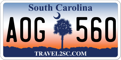 SC license plate AOG560
