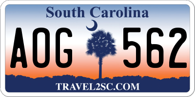 SC license plate AOG562