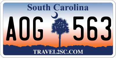 SC license plate AOG563