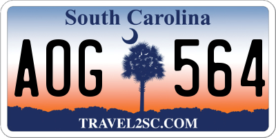 SC license plate AOG564