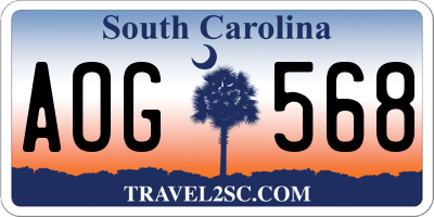 SC license plate AOG568