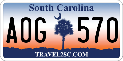 SC license plate AOG570