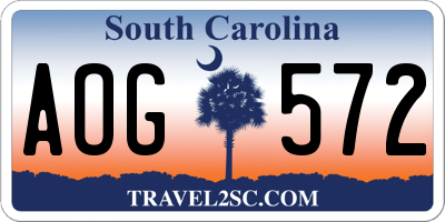 SC license plate AOG572