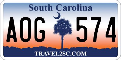 SC license plate AOG574