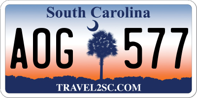 SC license plate AOG577