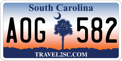 SC license plate AOG582