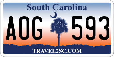SC license plate AOG593