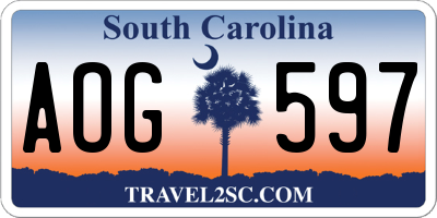 SC license plate AOG597