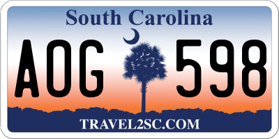 SC license plate AOG598